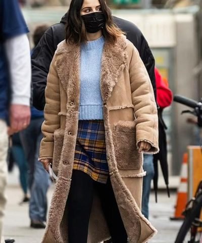 Only Murders In The Building Selena Gomez Brown Shearling Leather Coat