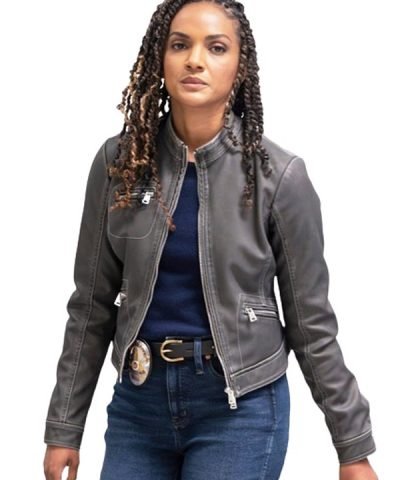 The Rookie TV Series Mekia Cox Grey Leather Jacket