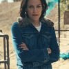 Under The Bridge 2024 Riley Keough Blue Shearling Denim Jacket