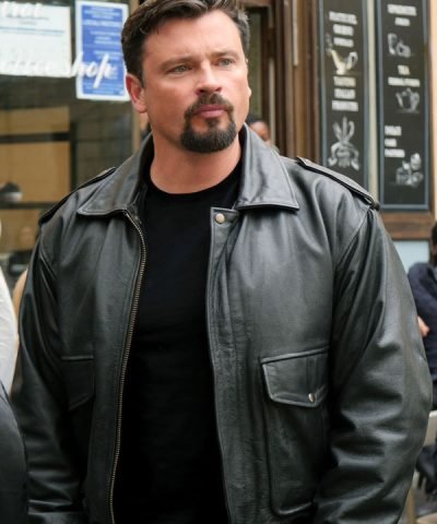 Mafia Wars Movie 2024 Tom Welling Bomber Black Leather Jacket