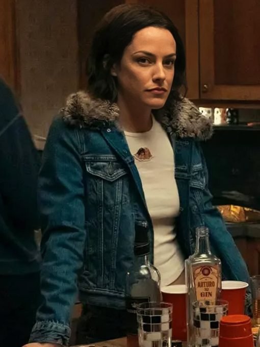 TV Series Under The Bridge 2024 Rebecca Godfrey Blue Shearling Denim Jacket