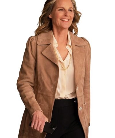 Hacks TV Series 2024 Helen Hunt Brown Suede Leather Coat