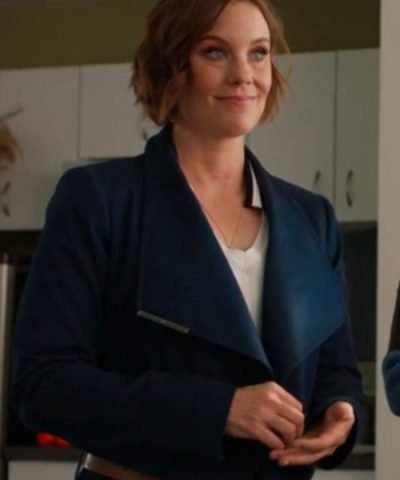 Falling Together Movie 2024 Natalie Calder Blue Cropped Jacket