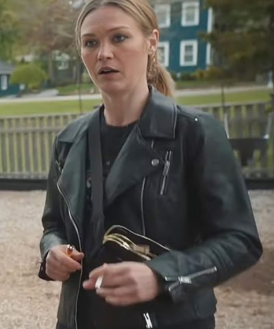 Movie Chosen Family 2024 Julia Stiles Black Leather Jacket