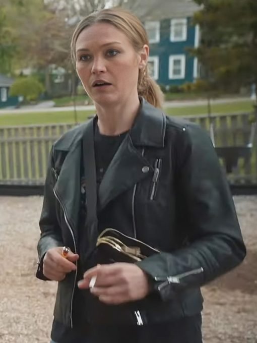 Movie Chosen Family 2024 Julia Stiles Black Leather Jacket