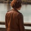 Falling Together Movie 2024 Ashley Williams Brown Leather Jacket