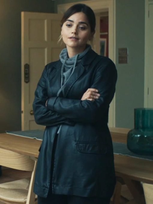 TV Series The Jetty 2024 Ember Black Leather Coat