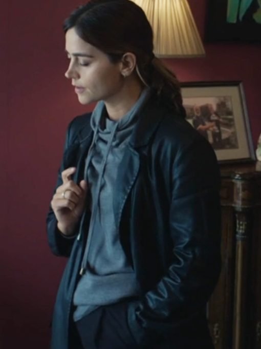 The Jetty 2024 Jenna Coleman Black Leather Coat