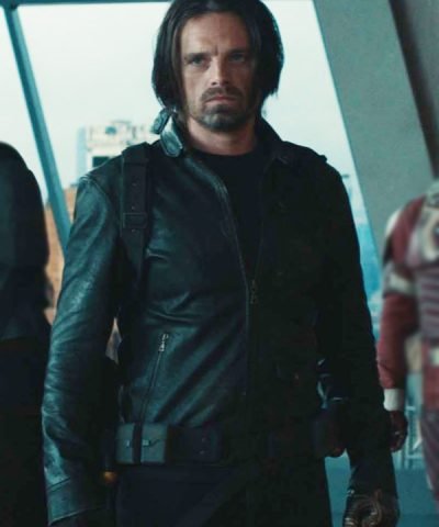 Movie Thunderbolts 2025 Bucky Barnes Black Leather Jacket