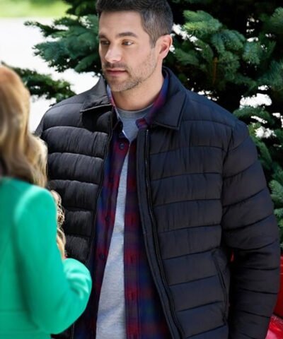 Trivia at St. Nick's Movie 2024 Brant Daugherty Black Puffer Jacket