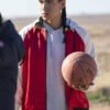 Movie Rez Ball 2024 Nataanii Jackson Red And White Bomber Jacket