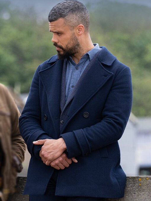 TV Series Whitstable Pearl Mike McGuire Blue Wool Coat