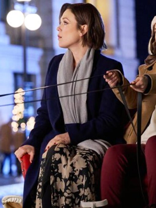 Movie Santa Tell Me 2024 Erin Krakow Blue Wool Coat