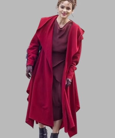 Movie Megalopolis 2024 Julia Cicero Red Trench Hooded Coat