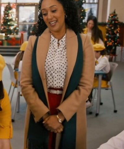 Scouting For Christmas 2024 Tamera Mowry-Housley Brown Wool Coat