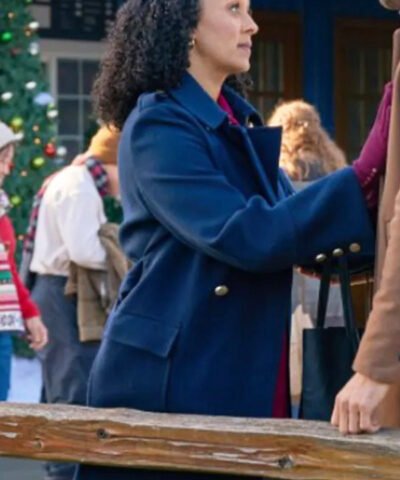 Movie Scouting For Christmas 2024 Angela Blue Wool Trench Coat