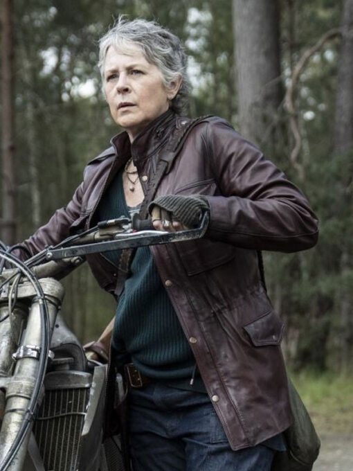 The Walking Dead Daryl Dixon 2024 Carol Peletier Maroon Leather Jacket