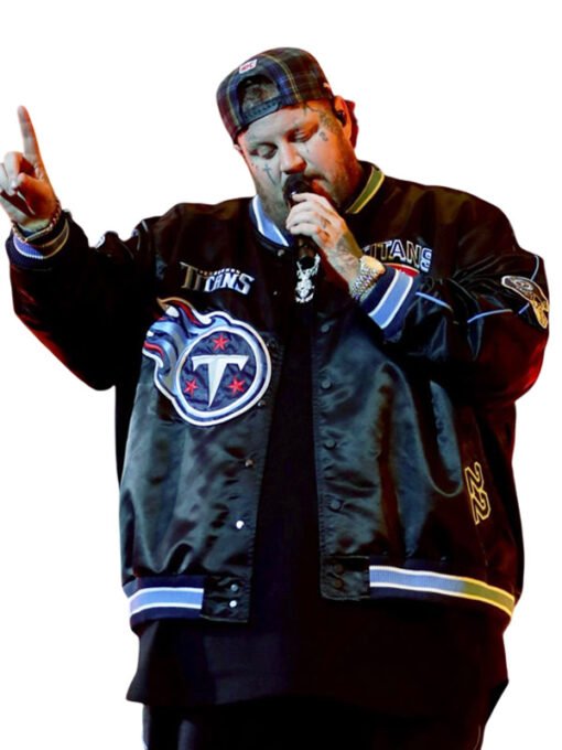 Jelly Roll American Rapper Amazon Music Live Concert Black Varsity Jacket