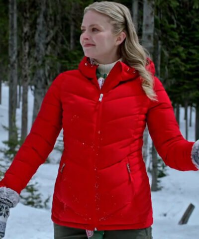 Movie Snowy with a Chance of Christmas 2024 Gwen Marley Red Hooded Jacket