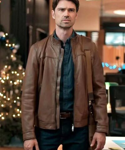 Movie The Christmas Charade 2024 Josh Brown Leather Jacket