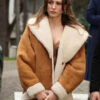 TV Series The Family (Aile) Serenay Sarikaya Brown Suede Leather Shearling Jacket