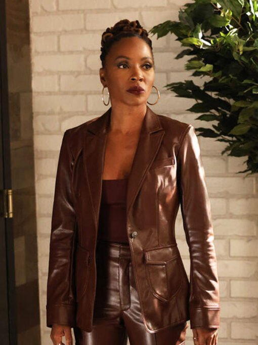 TV Series Found 2024 Shanola Hampton Brown Leather Blazer