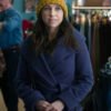 Movie Hot Frosty 2024 Lacey Chabert Blue Wool Coat