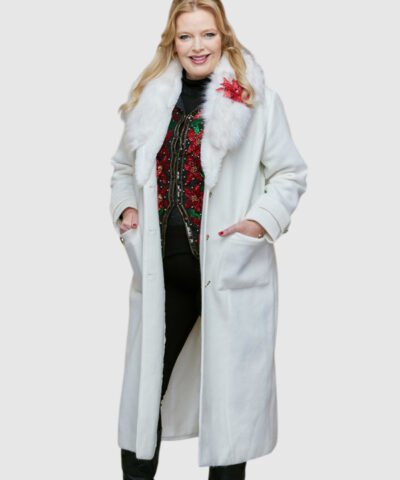 Haul Out the Holly Pamela White Wool Trench Coat