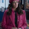 A Reason for the Season Movie 2024 Evie Lane Pink Wool Coat