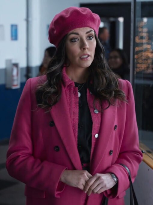 A Reason for the Season Movie 2024 Evie Lane Pink Wool Coat