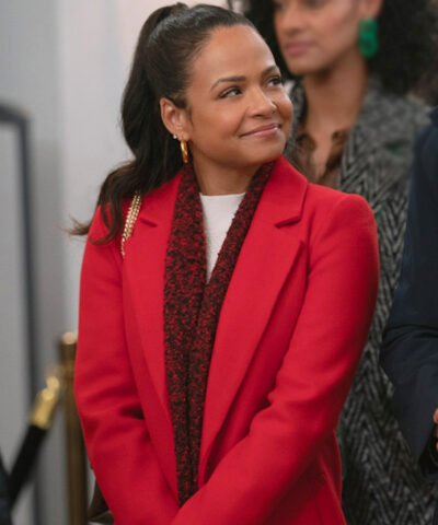 Movie Meet Me Next Christmas 2024 Christina Milian Red Wool Coat