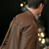 Movie The Christmas Charade 2024 Corey Sevier Brown Leather Jacket