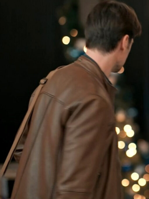 Movie The Christmas Charade 2024 Corey Sevier Brown Leather Jacket