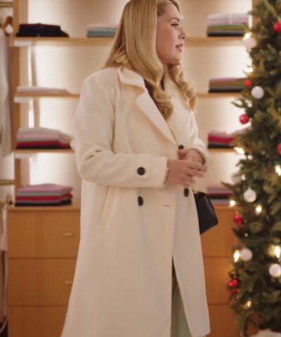 Movie Unwrapping Christmas Tina's Miracle 2024 Natalie Hall White Wool Coat