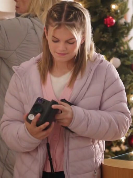 Movie Unwrapping Christmas Tina's Miracle 2024 Pink Hooded Jacket