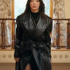 TV Series The Family (Aile) Selin Sekerci Black Leather Long Coat