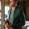 Tracker TV Series 2024 Justin Hartley Green Bomber Leather Jacket