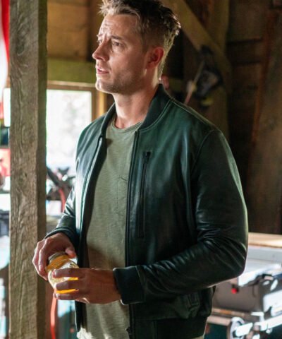 Tracker TV Series 2024 Justin Hartley Green Bomber Leather Jacket