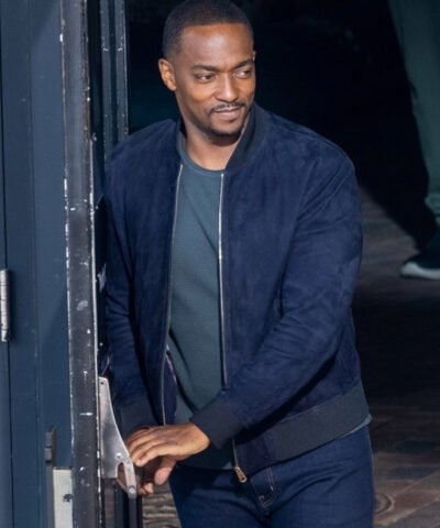 Movie Captain America Brave New World 2025 Anthony Mackie Blue Bomber Jacket