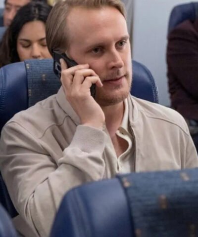 TV Series Laid 2024 John Early Beige Bomber Jacket