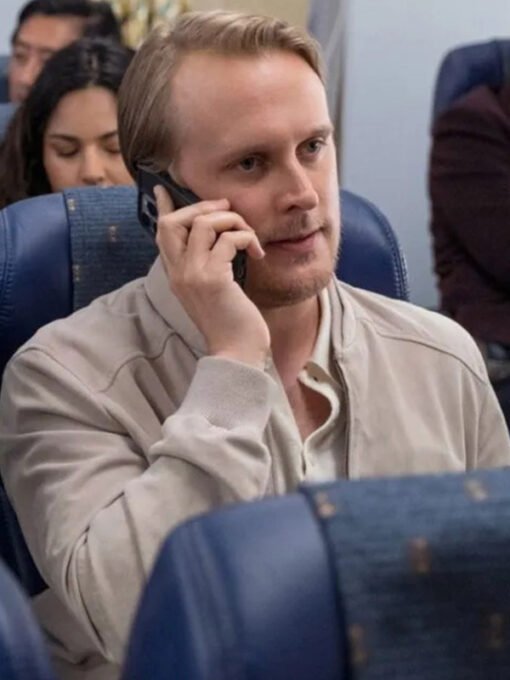 TV Series Laid 2024 John Early Beige Bomber Jacket