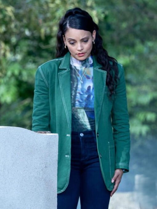 Found TV Series 2024 Lacey Quinn Green Cotton Blazer