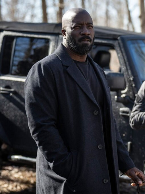 Movie Alarum 2025 Mike Colter Black Trench Coat