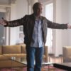 Movie Old Guy 2025 Christoph Waltz Brown Distressed Leather Jacket