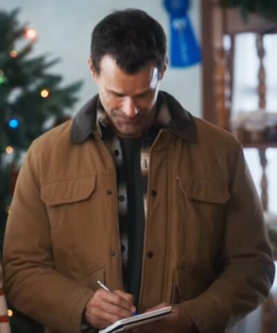 Cameron Mathison Home Sweet Christmas 2024 Brown Jacket