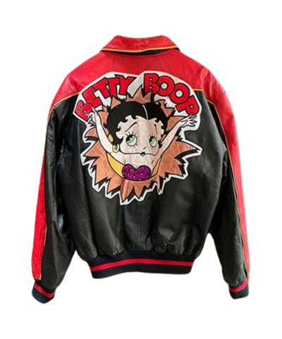 90s Bomber Betty Boop Leather Jacket