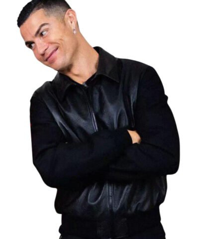 Cristiano Ronaldo Black Bomber Leather Jacket