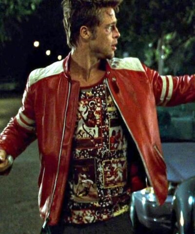 Fight Club 1999 Tyler Durden Red Leather Jacket