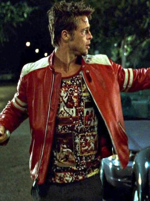 Fight Club 1999 Tyler Durden Red Leather Jacket