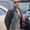 Hailey Bieber Distressed Black Jacket